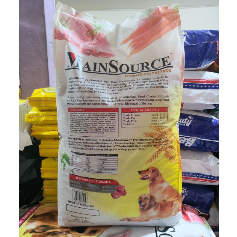 EXPEDISI Makanan Anjing MainSource Adult Beef And Rice Formula Kemasan 18,14KG Dog Food