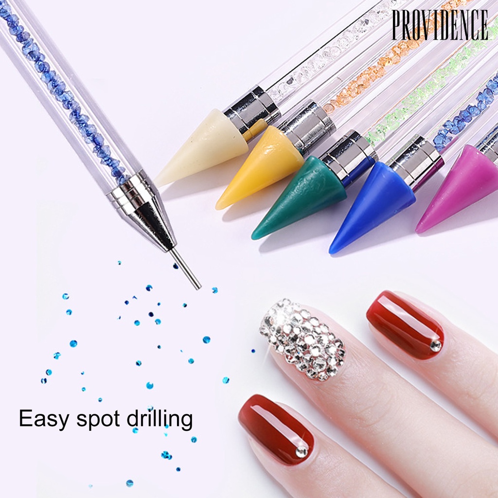 Providence Kuku Dotting Pen Patah Berlian Imitasi Menangani Perekat Diri Hemat Tenaga Kerja Berlian Imitasi Ganda-Ujung Studs Picker Wax Pensil Salon Pasokan