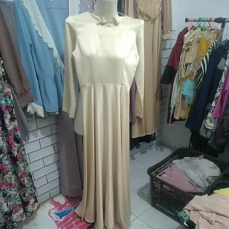 gamis satin polos