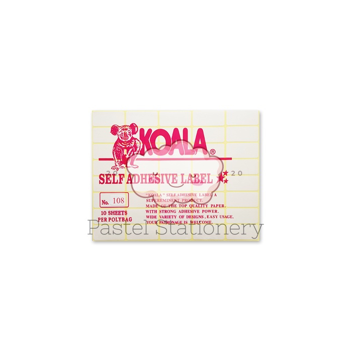 

Kertas Stiker Koala Nomor 108 - Label Sticker Paper No 108 Untuk Undangan Harga Buku Pelajaran Isi 10 Lembar