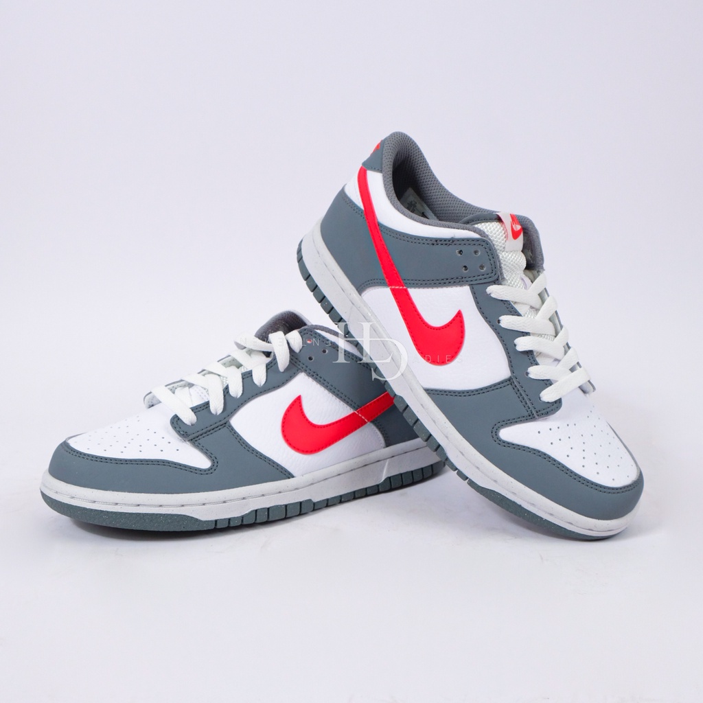 Nike Dunk Low White Grey Red (GS) FB8038-001 100% Original