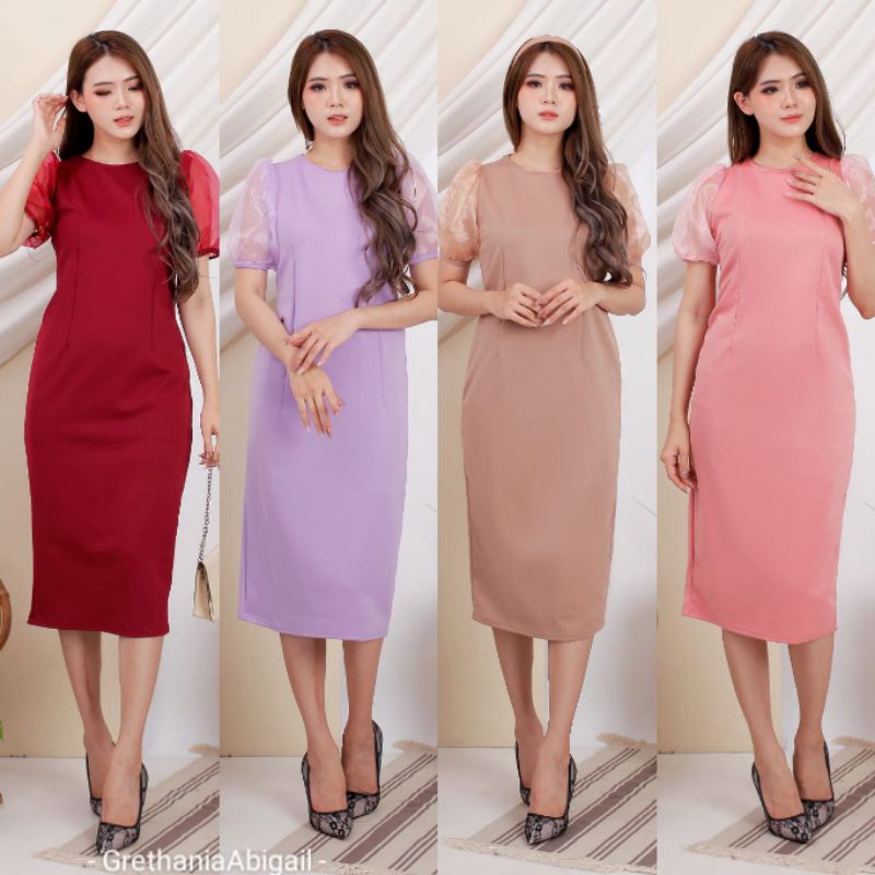 SPAN DRESS // BAHAN SCUBA // LD 90 // DRESS PESTA