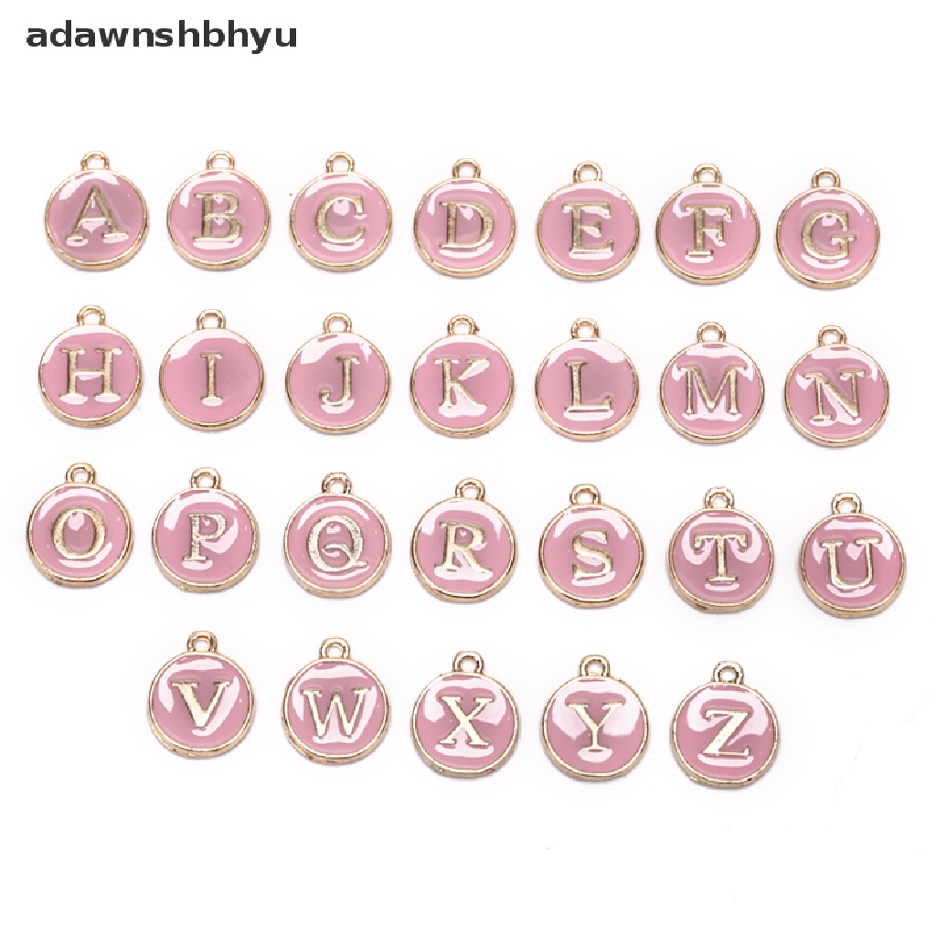 Adawnshbhyu 26Pcs Huruf Alfabet Ch Inisial Huruf Gelang Perhiasan DIY Craft Making ID