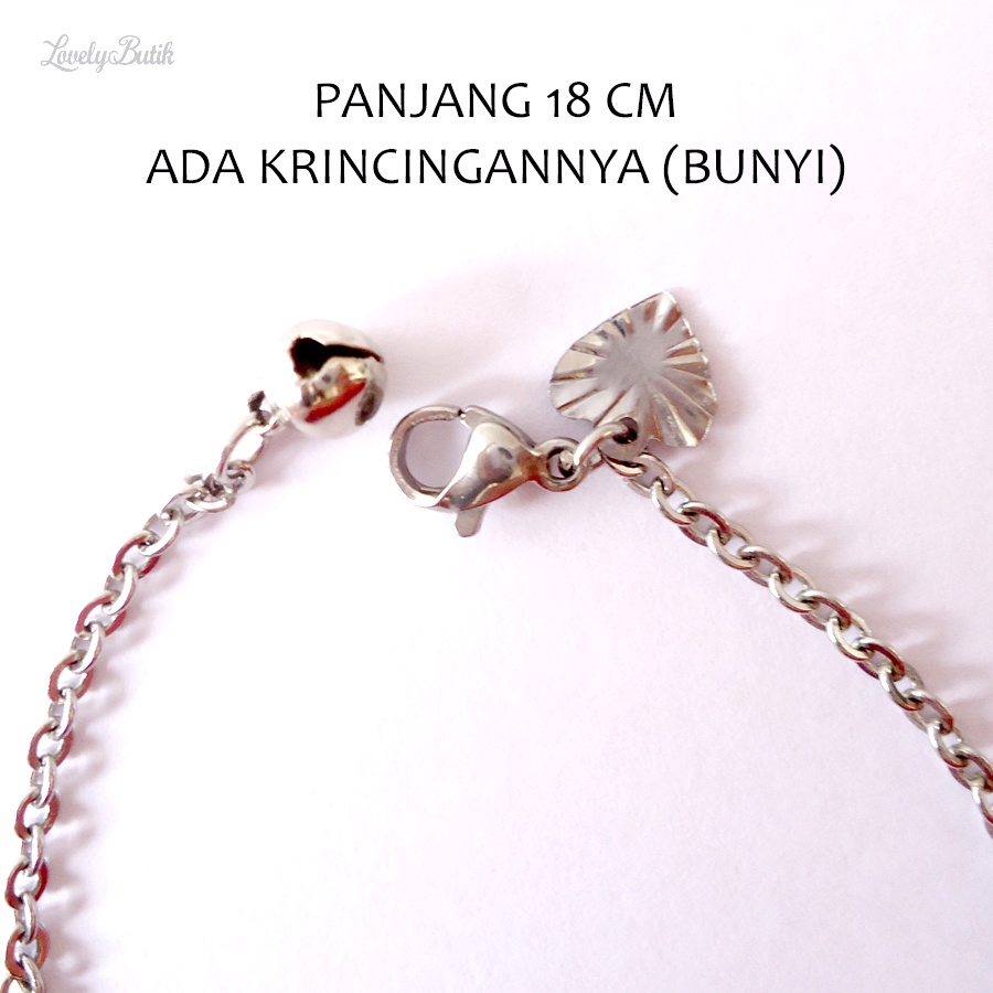 Gelang Tangan Wanita Titanium Anti Karat dan Luntur 4disa Gelang Rantai Model Nori Polos Kerincing Krincingan - Lovelybutik