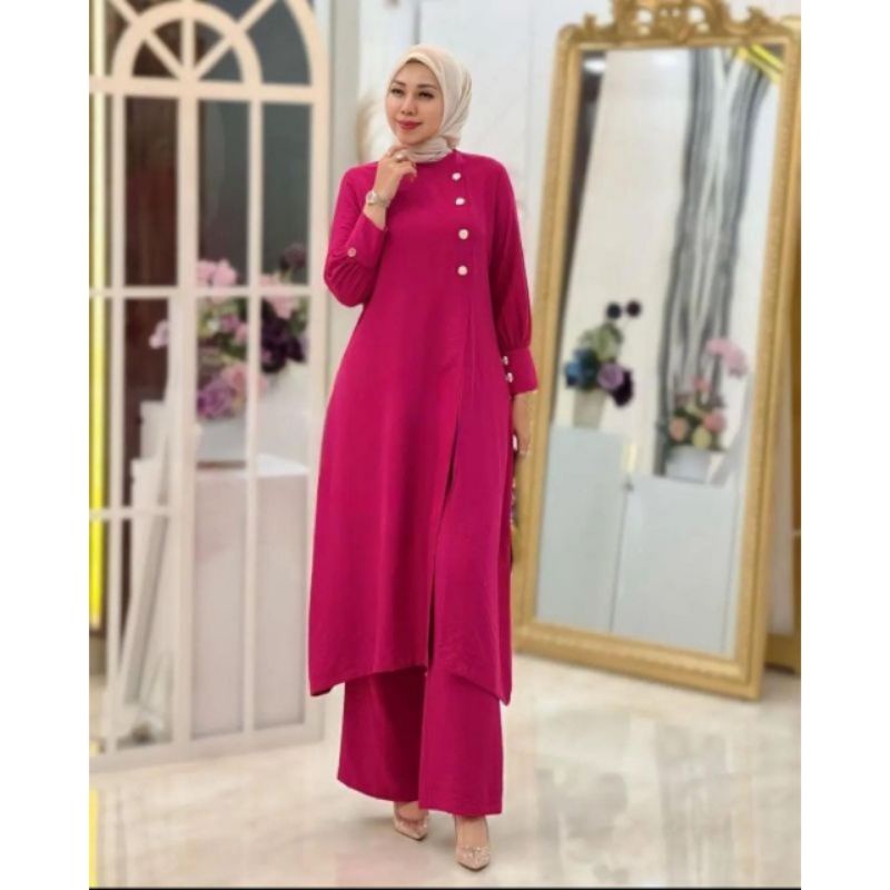 ADELINE SET/Stelan Long Tunik Cringkle Airflow