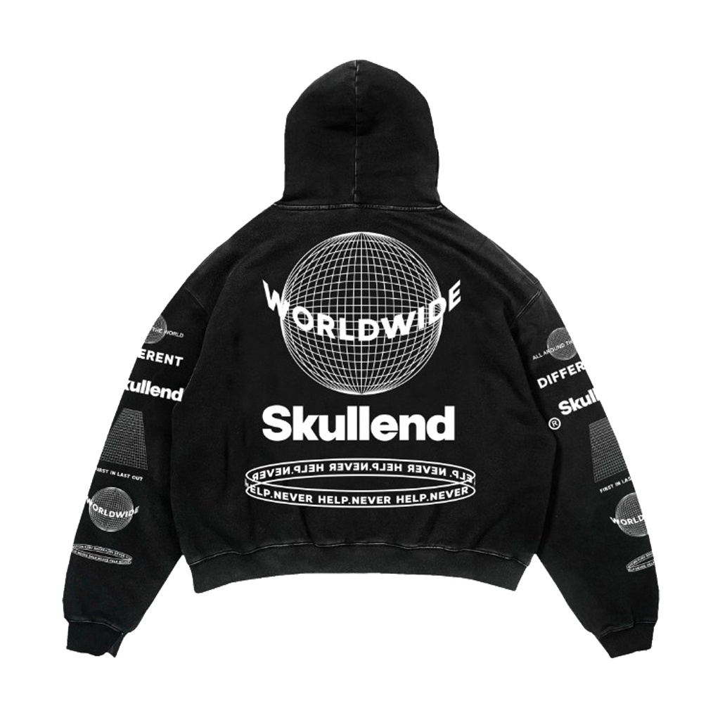 SKULLEND - Hoodie Washed  Oversize Pria Wanita Terbaru Kekinian