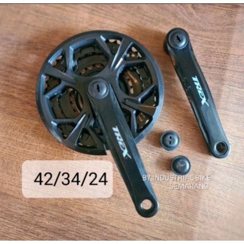 crank sepeda trex 42t 34t 24t crank trex mtb triple speed 42 34 24 T gir tengah model BB bottom bracket kotak