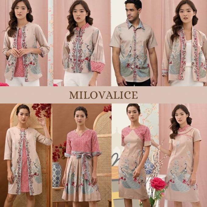 Baju Batik Modern Couple Keluarga Dress Imlek Kondangan PINK SERIES