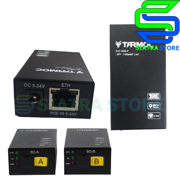 Tarmoc TMC-1SC1G-P | 1 FO 1 LAN Gigabit POE IN 5-24V HTB GS-03 A+B ( HTB Mini )