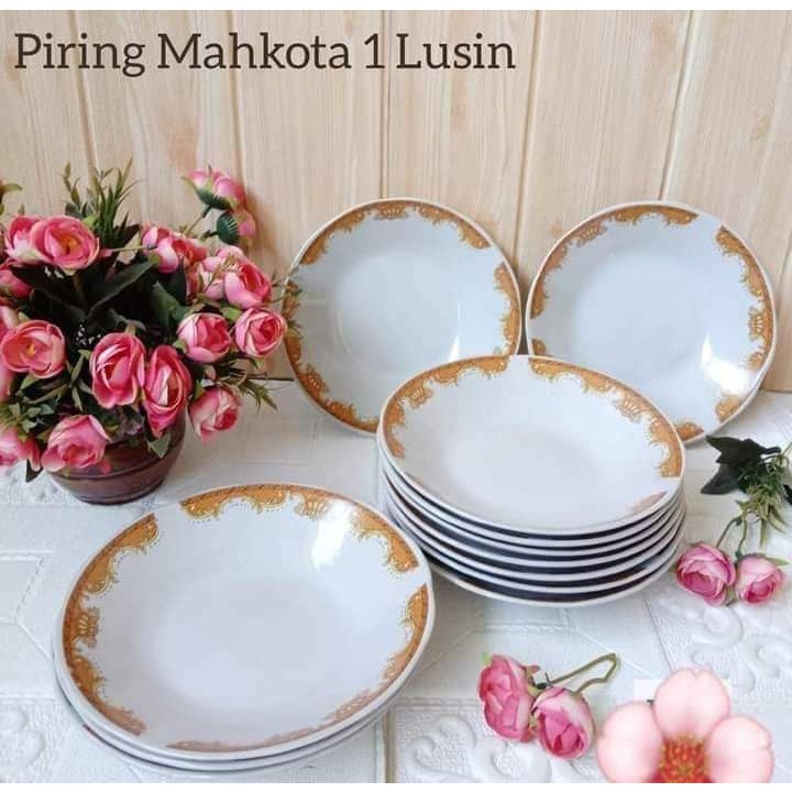 PIRING MAHKOTA/ PIRING MAKAN MAHKOTA/ PIRING KERAMIK / Piring Makan Bulat Keramik