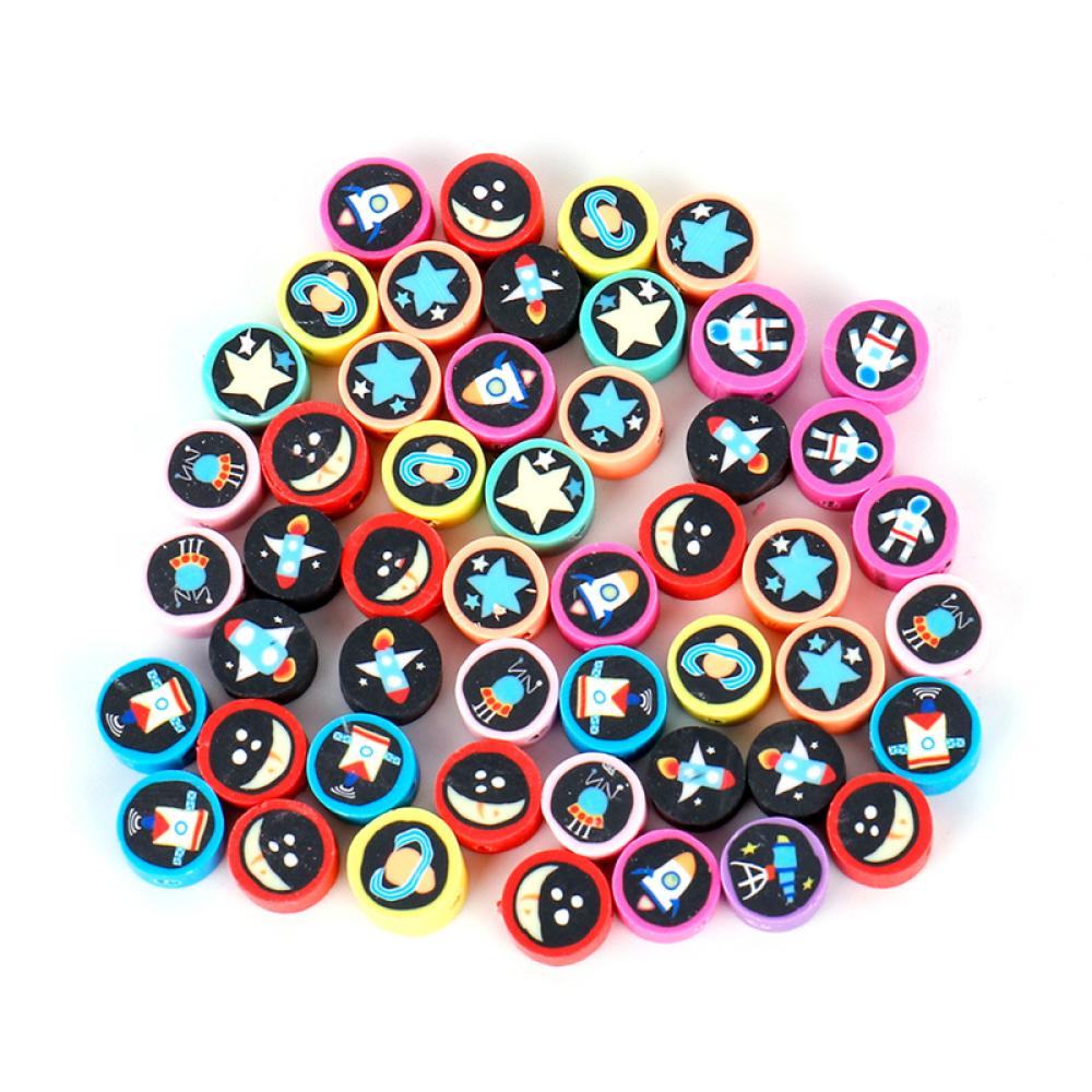 Timekey 50 Pcs Hewan Buah Bunga Polymer Clay Beads Anak Perhiasan DIY Membuat Gelang Kalung Berjarak Aksesoris W5Y3