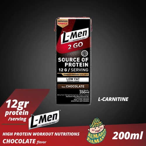 L-MEN Susu Cair Whey Protein 2 GO Chocolate Tetrapack 200ml
