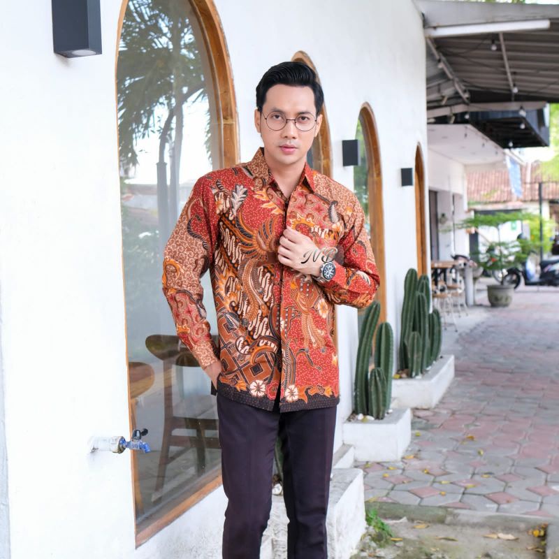 Kemeja Batik Pria Navy Dongker Terbaru Kekinian Ori NH