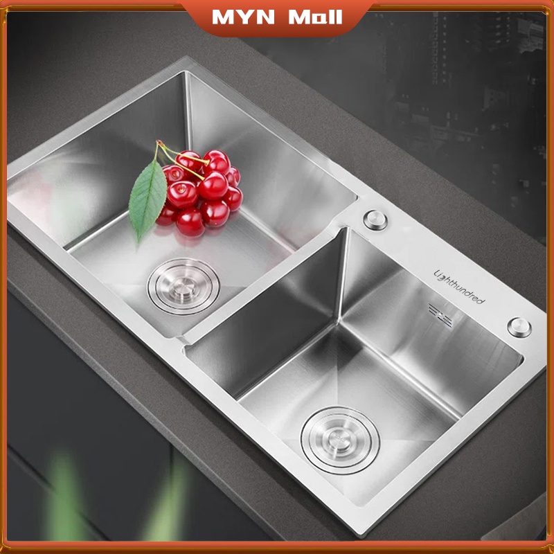 Kitchen Dual Sink Stainless /Bak Cuci Piring 2 Bowl Besar Original/Wastafel Cuci Piring Minimalis/Kitchen Sink Model - BODY ONLY