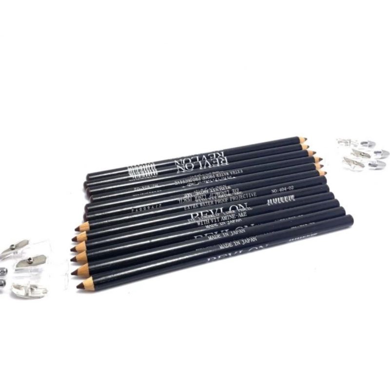 (LUSINAN)PENSIL ALIS REVLON HITAM//EYEBROW PENSIL ALIS REVLON WARNA HITAM 12PCS