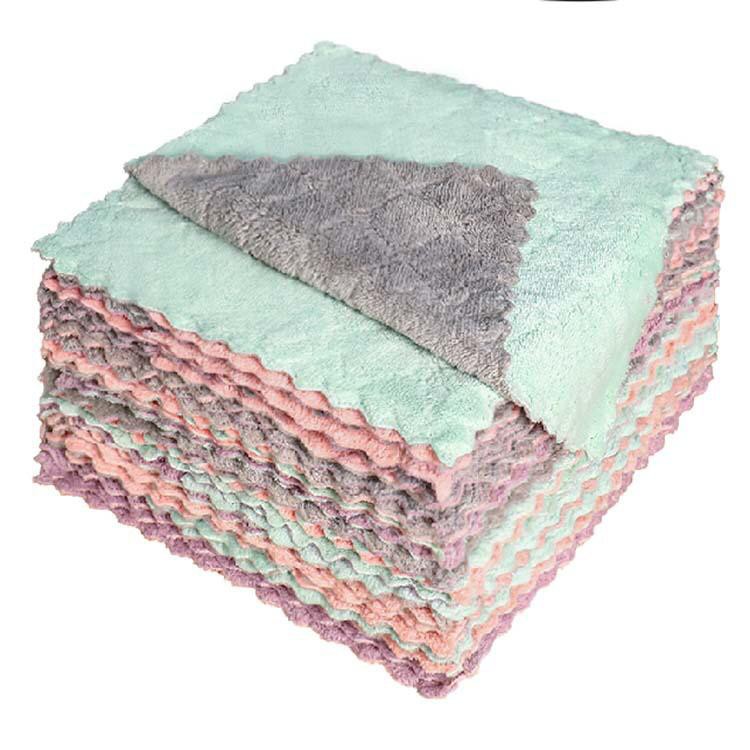 KAIN LAP PIRING ANTI MINYAK 25 X 25 CM TEBAL / KAIN LAP MICROFIBER DAPUR LAP CUCI PIRING GELAS CORAL FLEECE