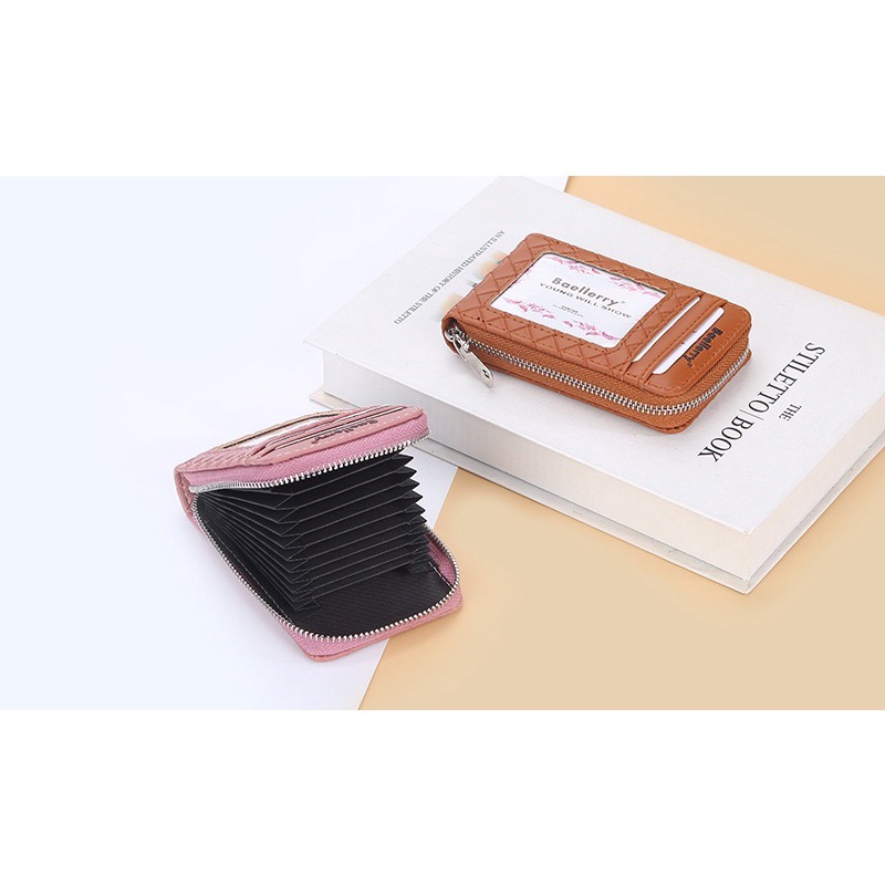 ORIGINAL IMPOR BAELLERRY N8103 DOMPET KARTU DAN UANG MINI RFID MOTIF ANYAM
