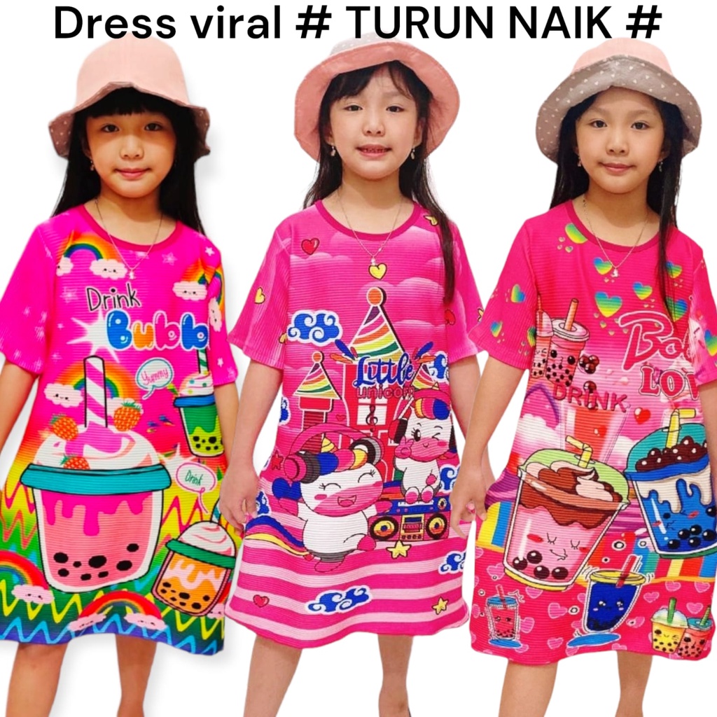 Jual BAJU TURUN NAIK MOTIF BOBA ANAK PEREMPUAN 2-9 TAHUN VIRAL/DRESS ...