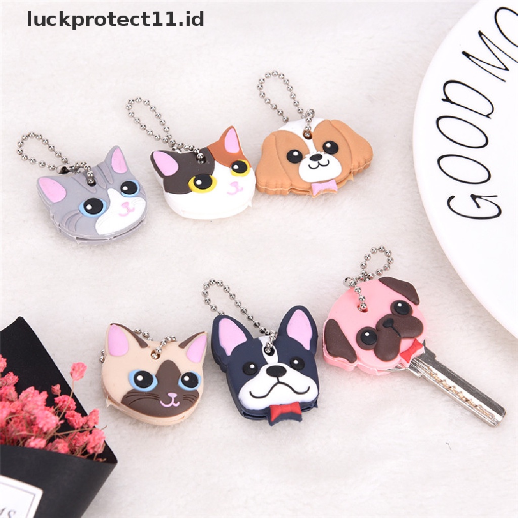 /Fashion Hot// Fashion// Silikon Puppy Pug Kucing Kelinci Key Cover Cap Gantungan Kunci Key Ring PVC Case Hadiah.