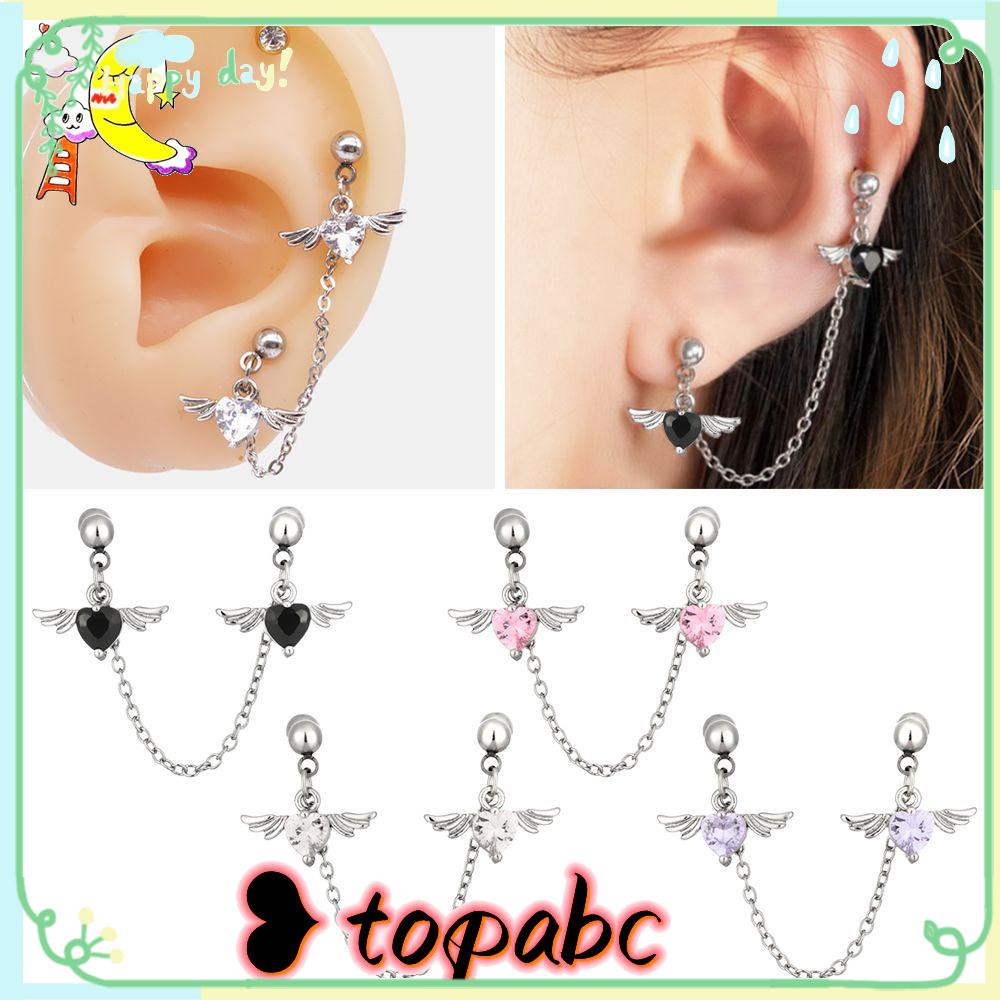 Anting Tindik Helix TOP Menjuntai Perhiasan Tubuh 1.2mm Sayap Malaikat