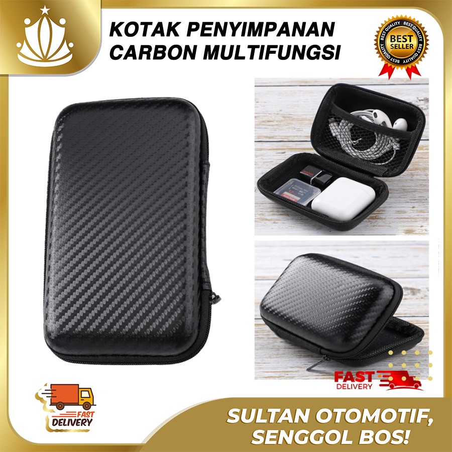 Kotak Penyimpanan Mobil Carbon Multifungsi / Car Storage Box Organizer