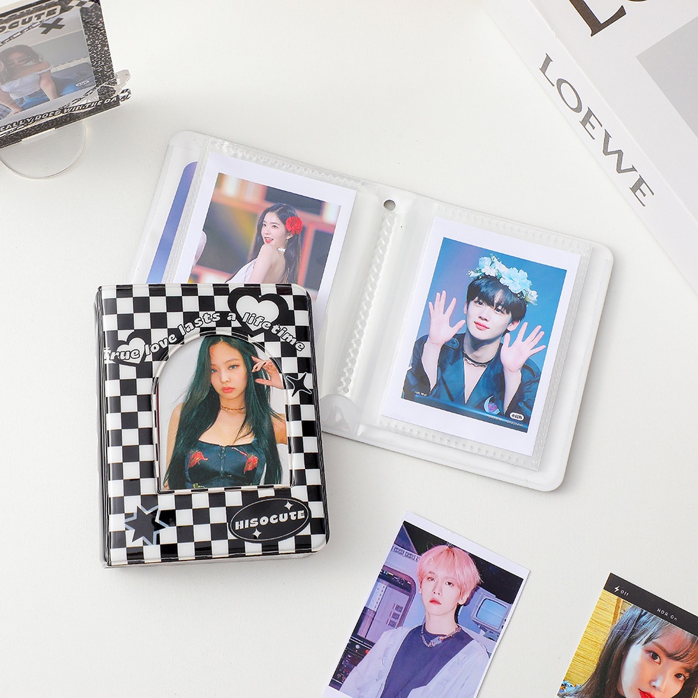 3 Inch Black Checkerboard Cover Album Foto Album 40 Kantong Photocard Binder Mini Collect Book Photocard