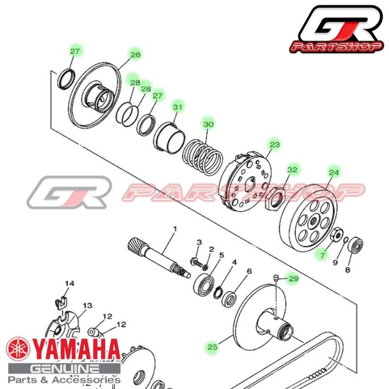 paket pully belakang set mio sporty smile soul fino ori ygp original yamaha puli pulley kopling set