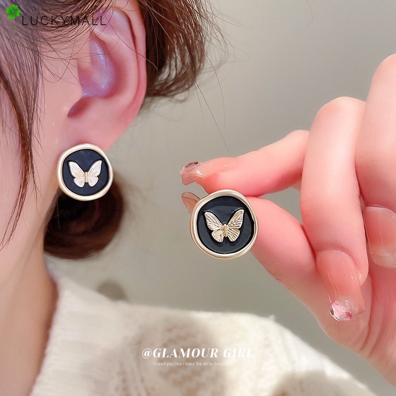 Anting Vintage Butterfly Earring Anting Bulat Tidak Teratur Untuk Wanita Aksesoris Fashion