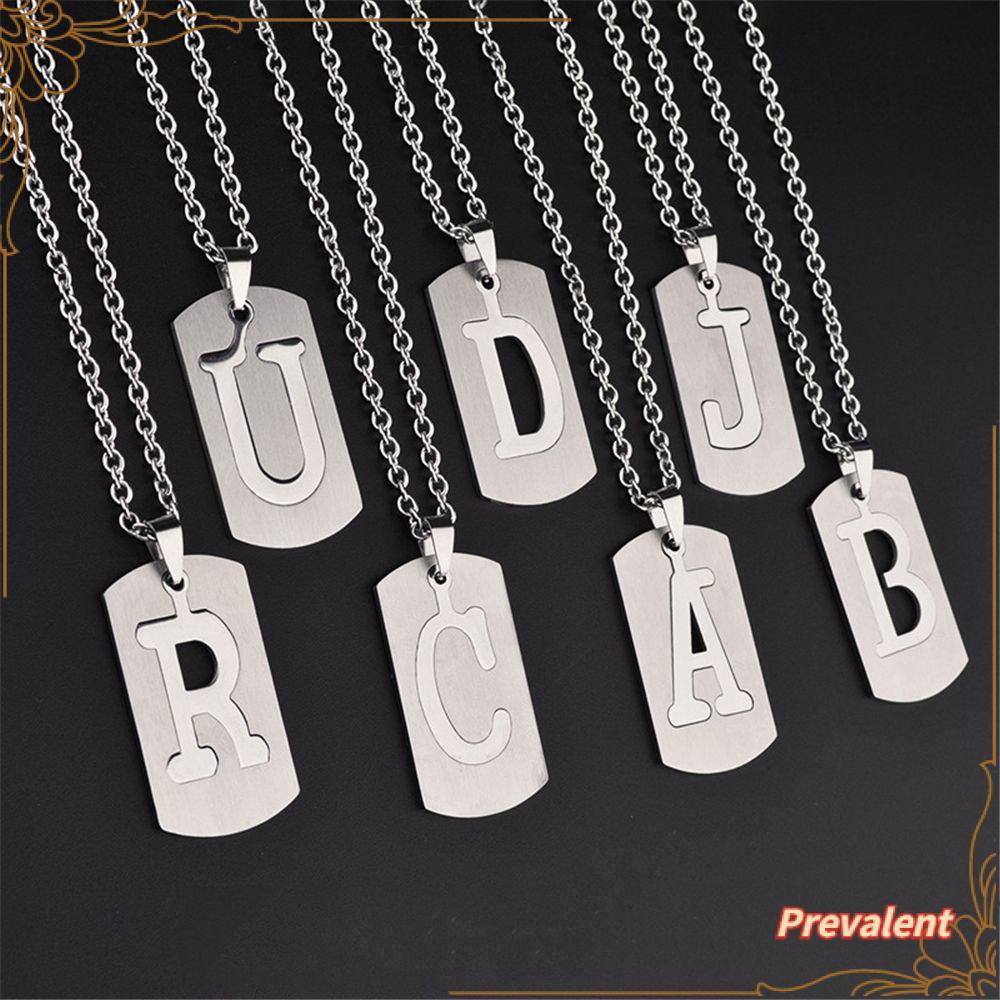 PREVA Alphabet Initial Necklace Men Exaggerated Cursive Bib Chain Luxury Metal 26 Letters