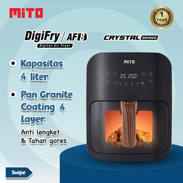 MITO Air Fryer AF8 / AF 8 Wadah Panci Transparan Kapasitas 4 Liter - Menggoreng Tanpa Minyak8