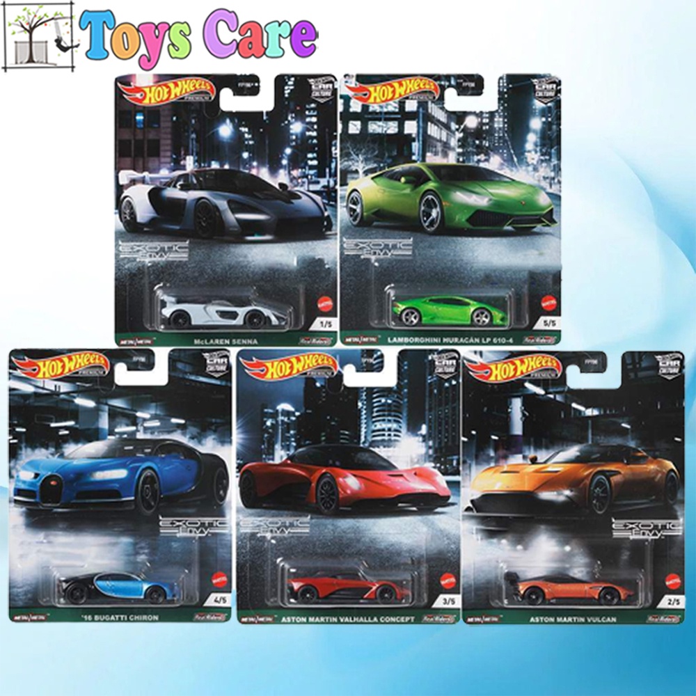 HOTWHEELS PREMIUM CAR CULTURE EXOTIC ENVY - 16 BUGATTI CHIRON LAMBORGHINI HURACAN LP 610-4 ASTON MAR