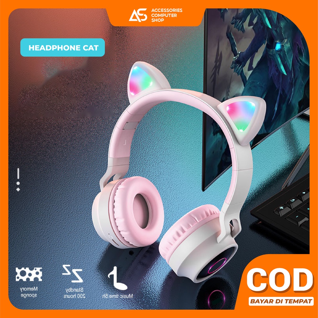 Headset Bluetooth 5.0 Cat Ear BT, FM, TF, AUX BT-028C