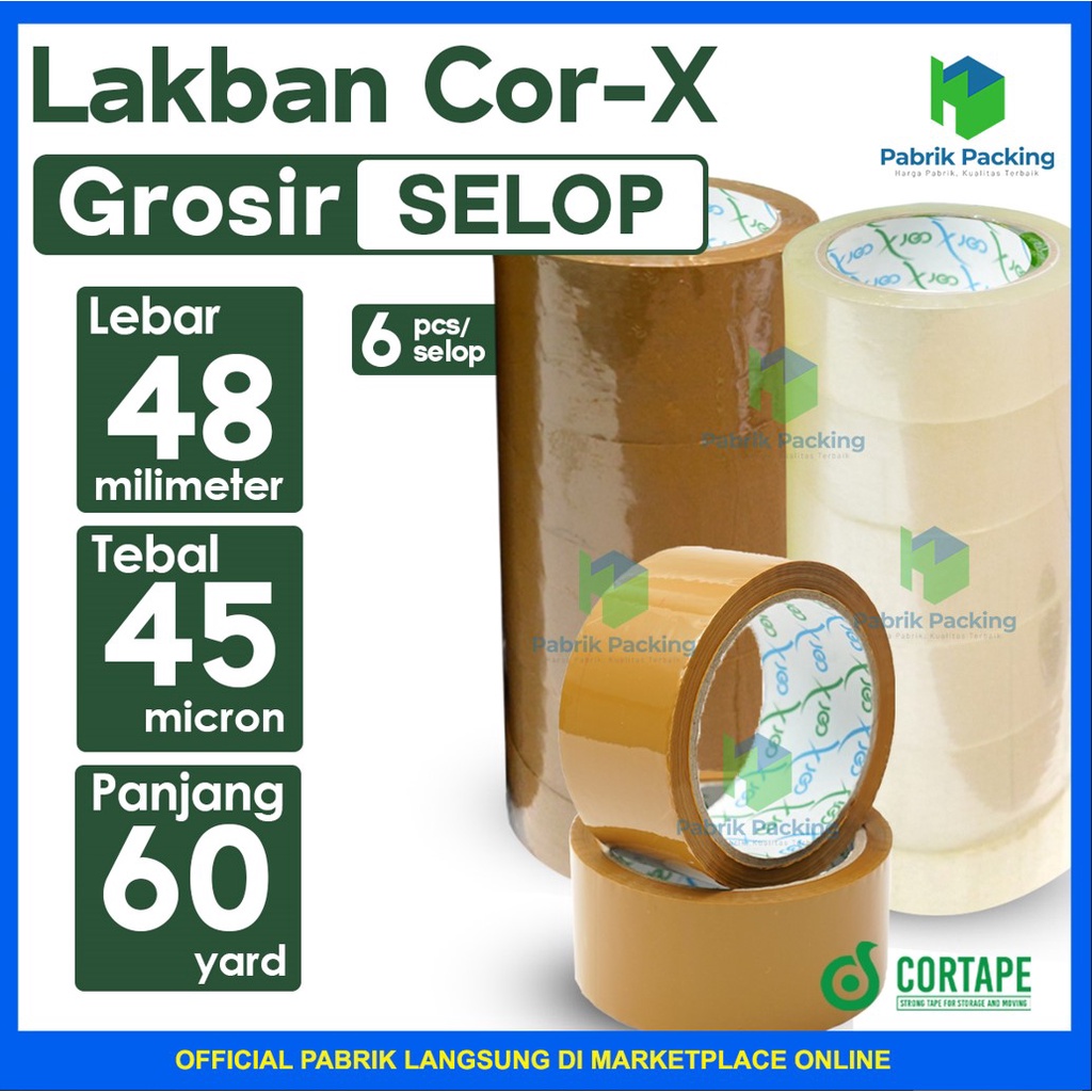 

Lakban Cortape Ukuran 48mm x 60yard (Cor-X) Grosir Termurah Per SELOP