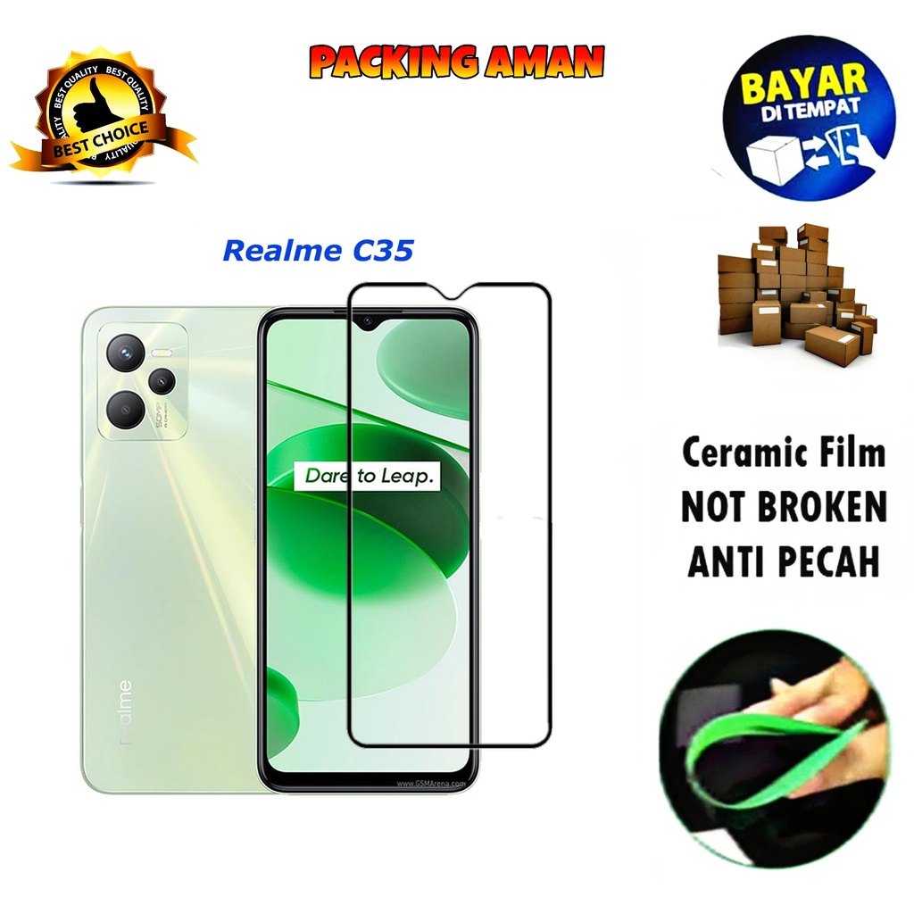 Tempered Glass Realme C35 FULL COVER FULL SCREEN Ceramic Film Anti Gores