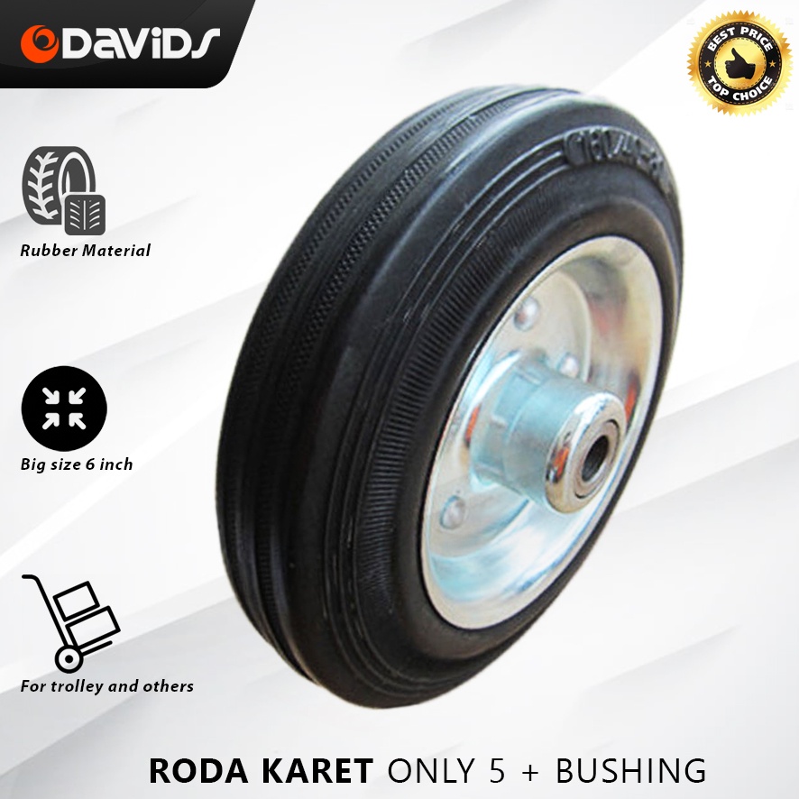 Roda Troli Karet Caster Gerobak Ban Troly Only 5 Inch Plus Bushing