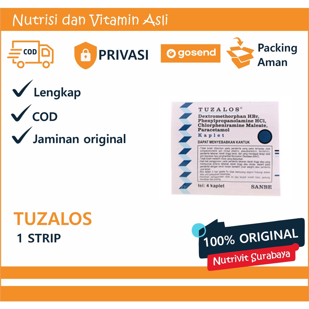 TUZALOS Strip isi 4 Tablet Pereda Flu dan Batuk