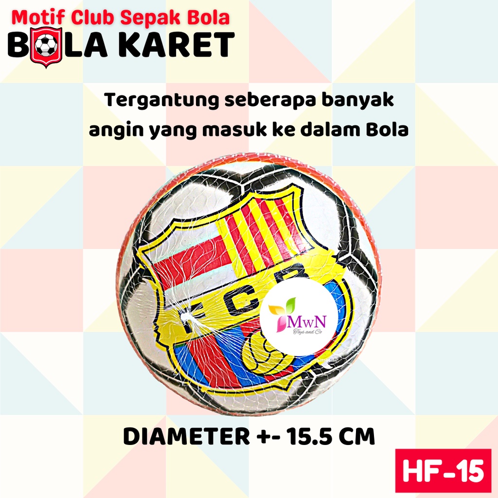 MWN Mainan Bola Karet Motif CLUB Sepak bola HF-15