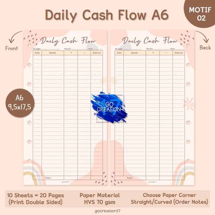 

ISI BINDER DAILY CASH FLOW/CASH FLOW HARIAN A6(6 RING)