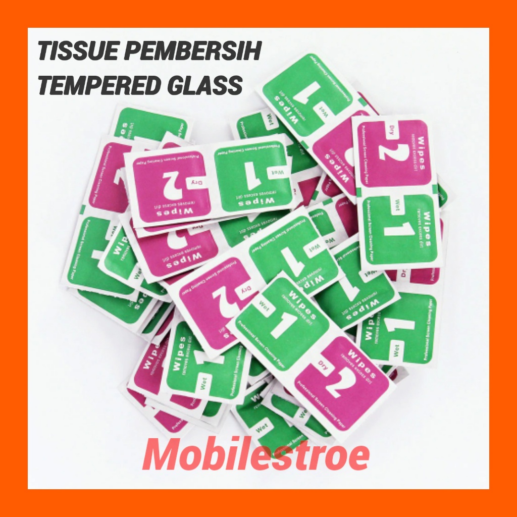 TISSUE PEMBERSIH TEMPERED GLASS / WIPES  KACA LAYAR HP / DRY AND WET