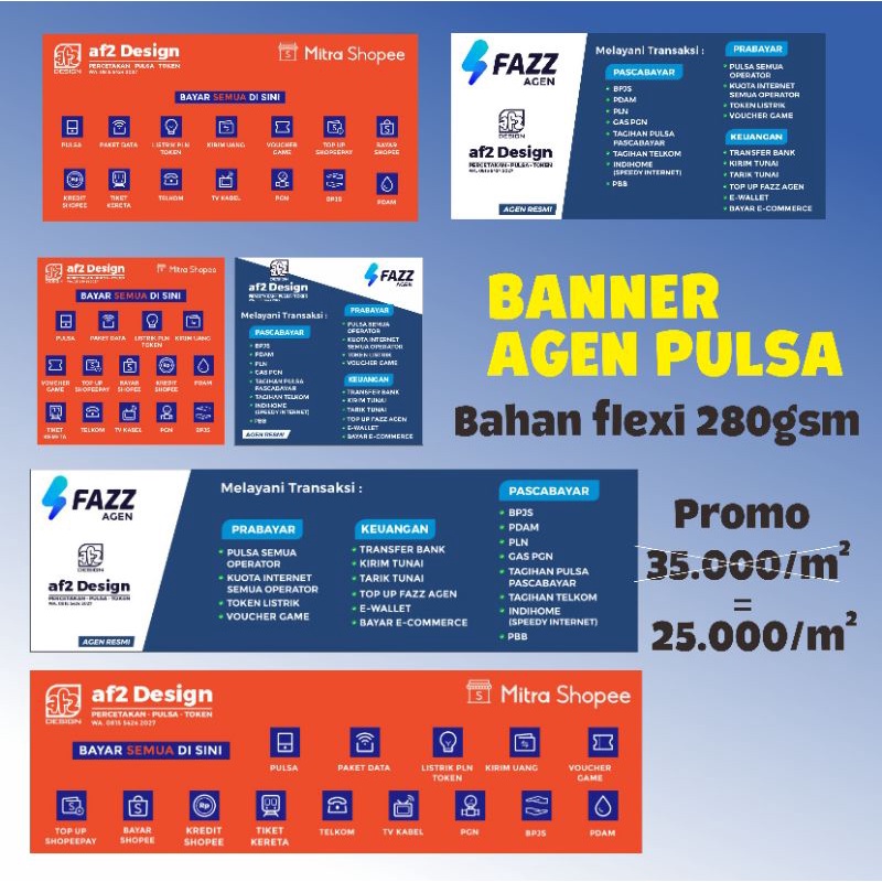 CETAK BANNER AGEN PULSA MITRA SHOPEE FAZZ AGEN