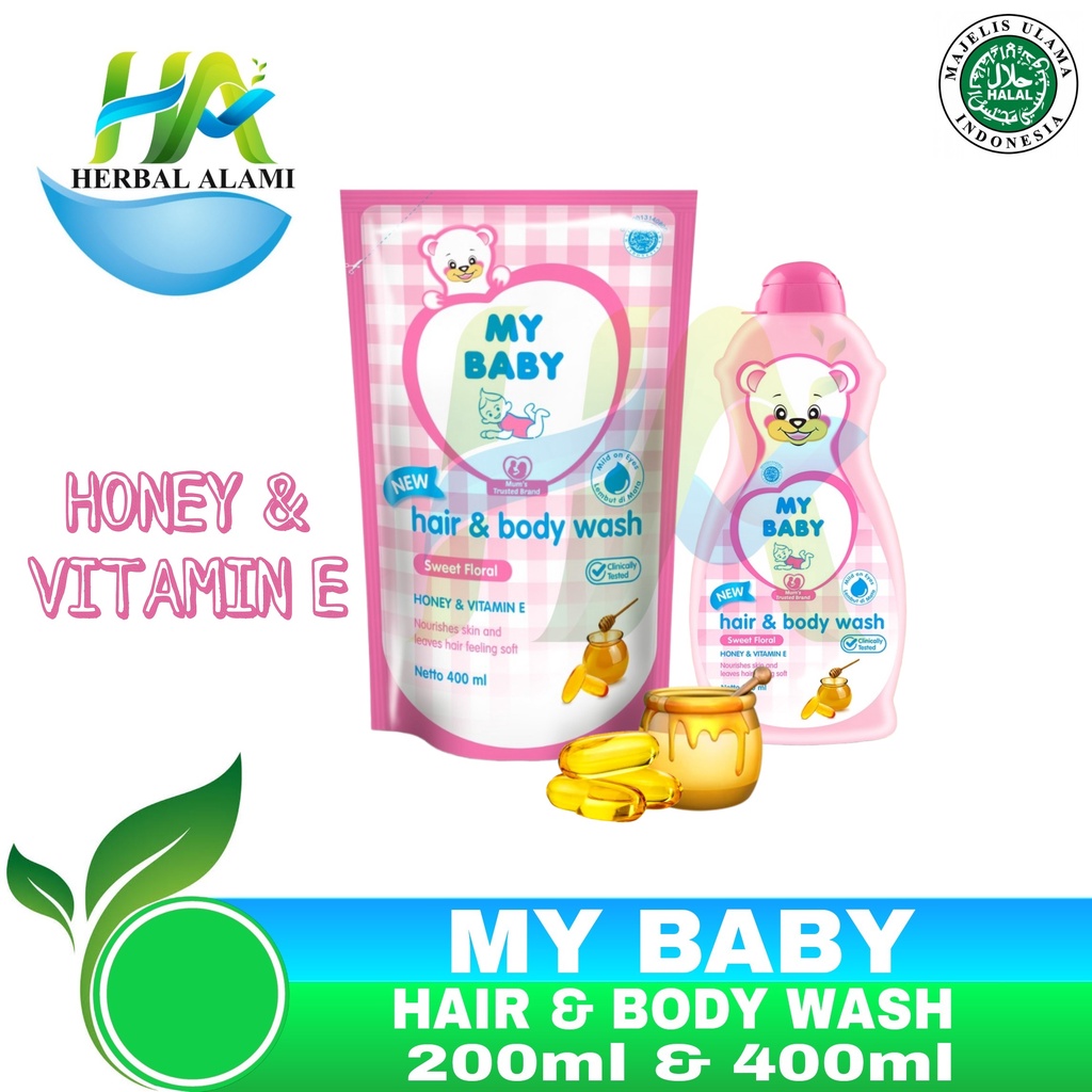 My Baby Hair &amp; Body Wash Sweet Floral PINK - Sampo &amp; Sabun Bayi