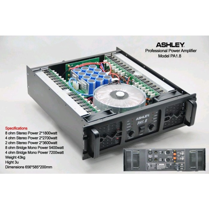 :>:>:>:>] Power Ampli Subwoofer Amplifier Ashley PA 1.8 Original 2 x 1800watt