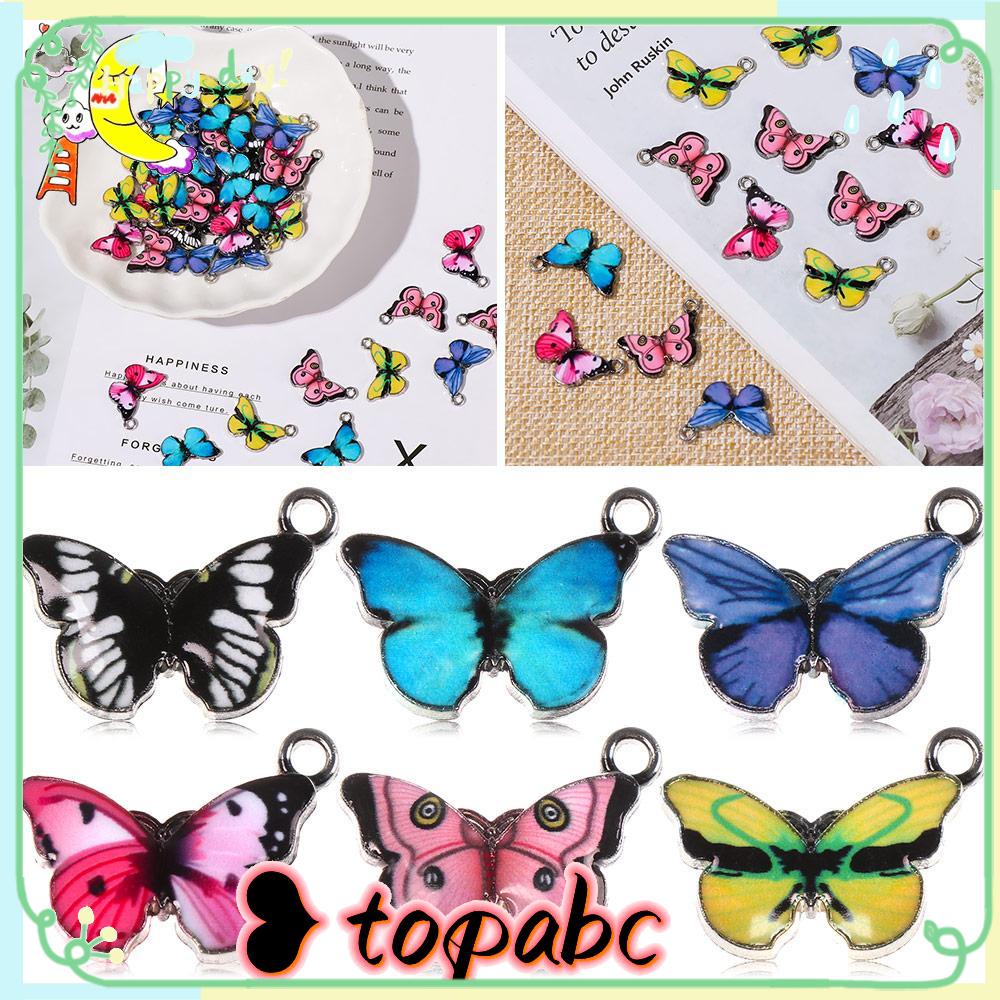 Top 10PCS Butterfly Charms Hadiah Kalung Gelang Anting Kerajinan Tangan Hewan Lucu