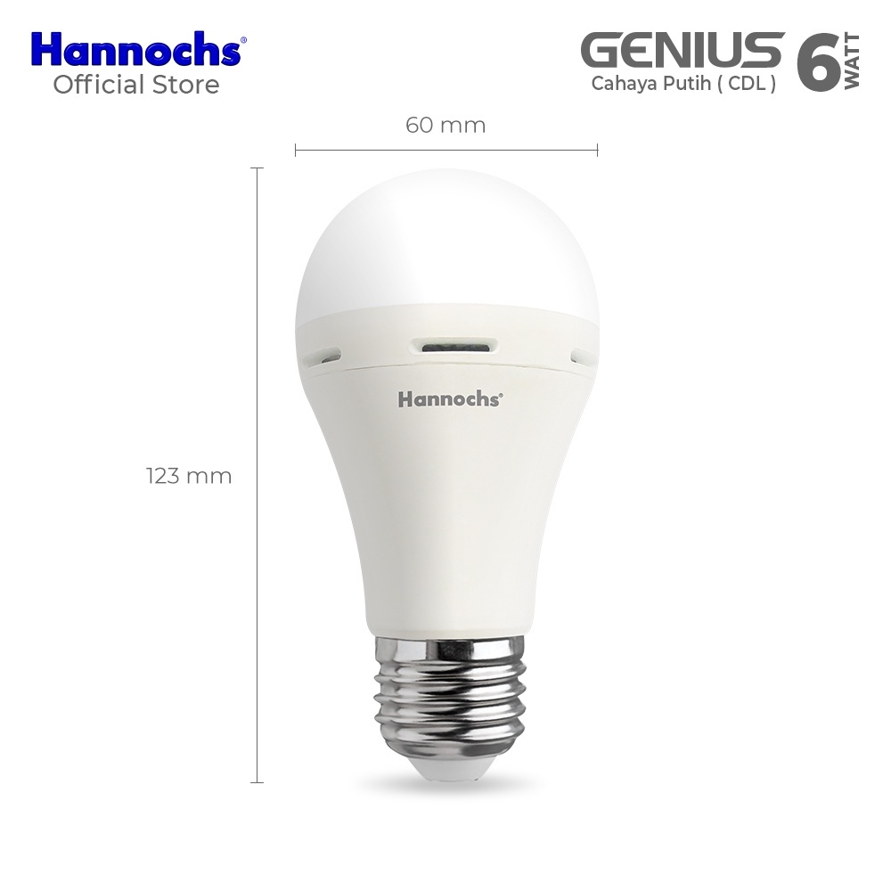 Hannochs Emergency GENIUS 6 watt CDL 2 pcs - Putih - Paket Murah