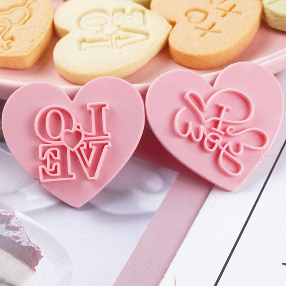 Solighter 10pcs/set Hari Valentine Makanan Fondant Cetakan Kue Cetakan Biskuit Plastik