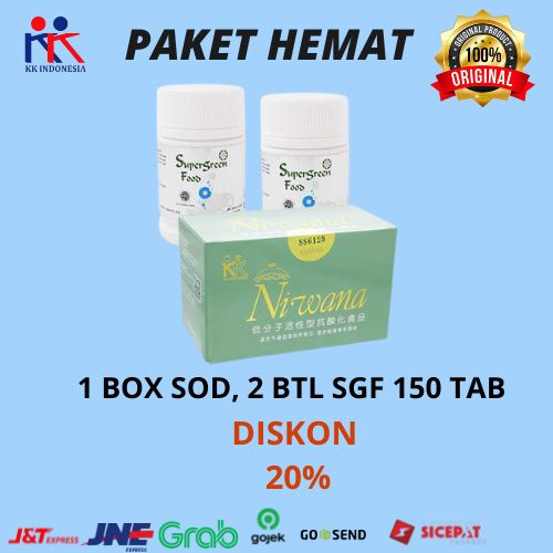 PAKET HEMAT 1 Box Niwana SOD + 2 Btl SGF 150 Tablet ORIGINAL KK INDONESIA