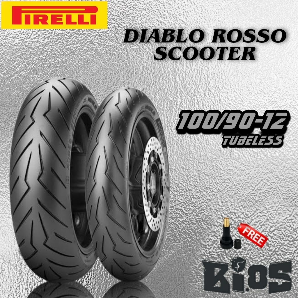 BAN PIRELLI DIABLO ROSSO SCOOTER TUBELESS RING 12 UKURAN 100/90-12 | 120/80-12 | 110/70-12 | 120/70-12 | 130/70-12 BAN RACING MOTOR SCOOPY DONAT FREEGO VESPA MATIC SPRINT PRIMAVERA LX S 2V 3V IGET