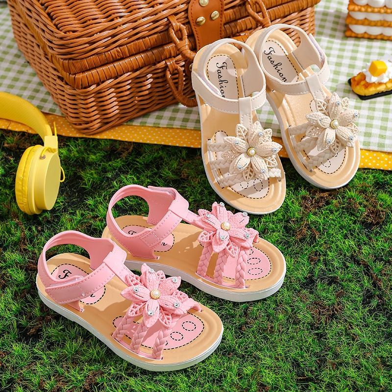 Sandal Jelly Slippers Girls Bunga Matahari Strip 3 Import High Quality