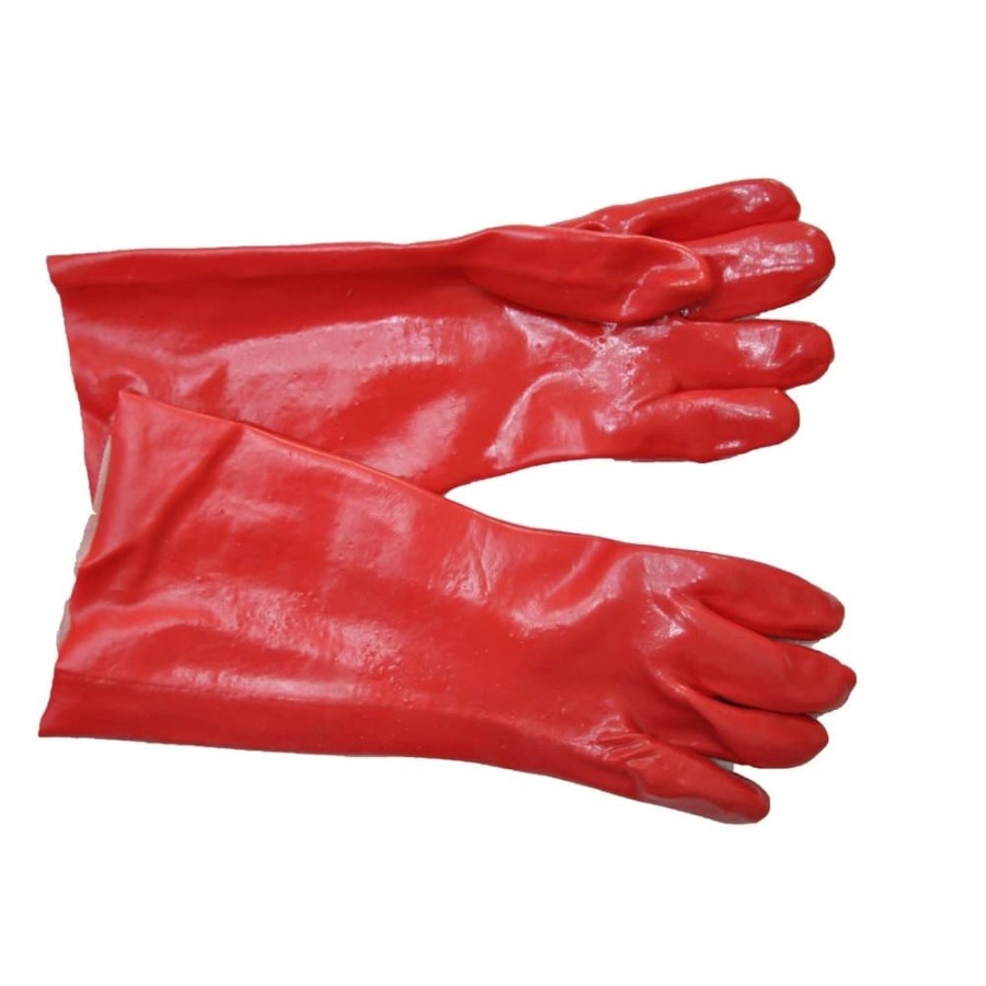 Sarung Tangan PVC 16 Inch Merah Tahan Panas Kimia Safety Gloves,