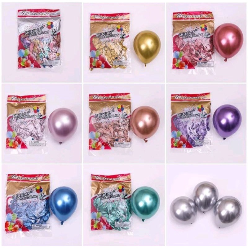 BALON MAGIC POLOS BENHUR ISI 50PCS BALON LATEX METALIK CHROME